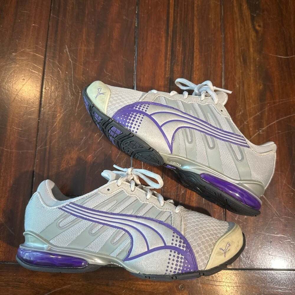 Puma 10 Cell Sport Lifestyle Running Sneakers Gray and Purple